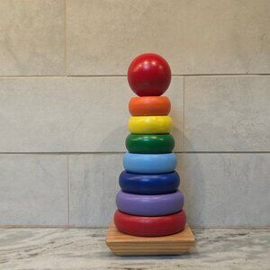 Melissa & Doug Rainbow Stacker Tower - 7 Stackable Rings Wood Educational 18m+